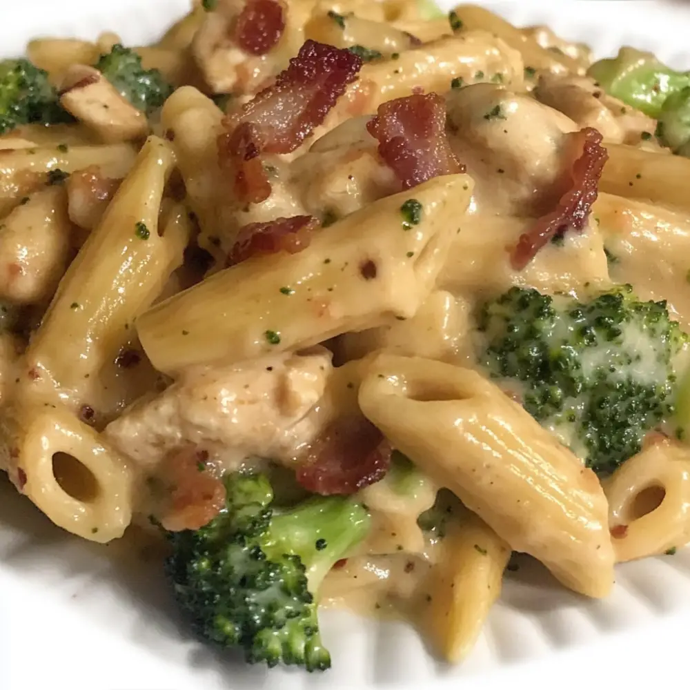 Cheesy Bacon Chicken Pasta with Broccoli