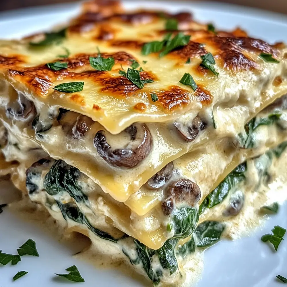 Creamy Spinach & Mushroom Lasagna