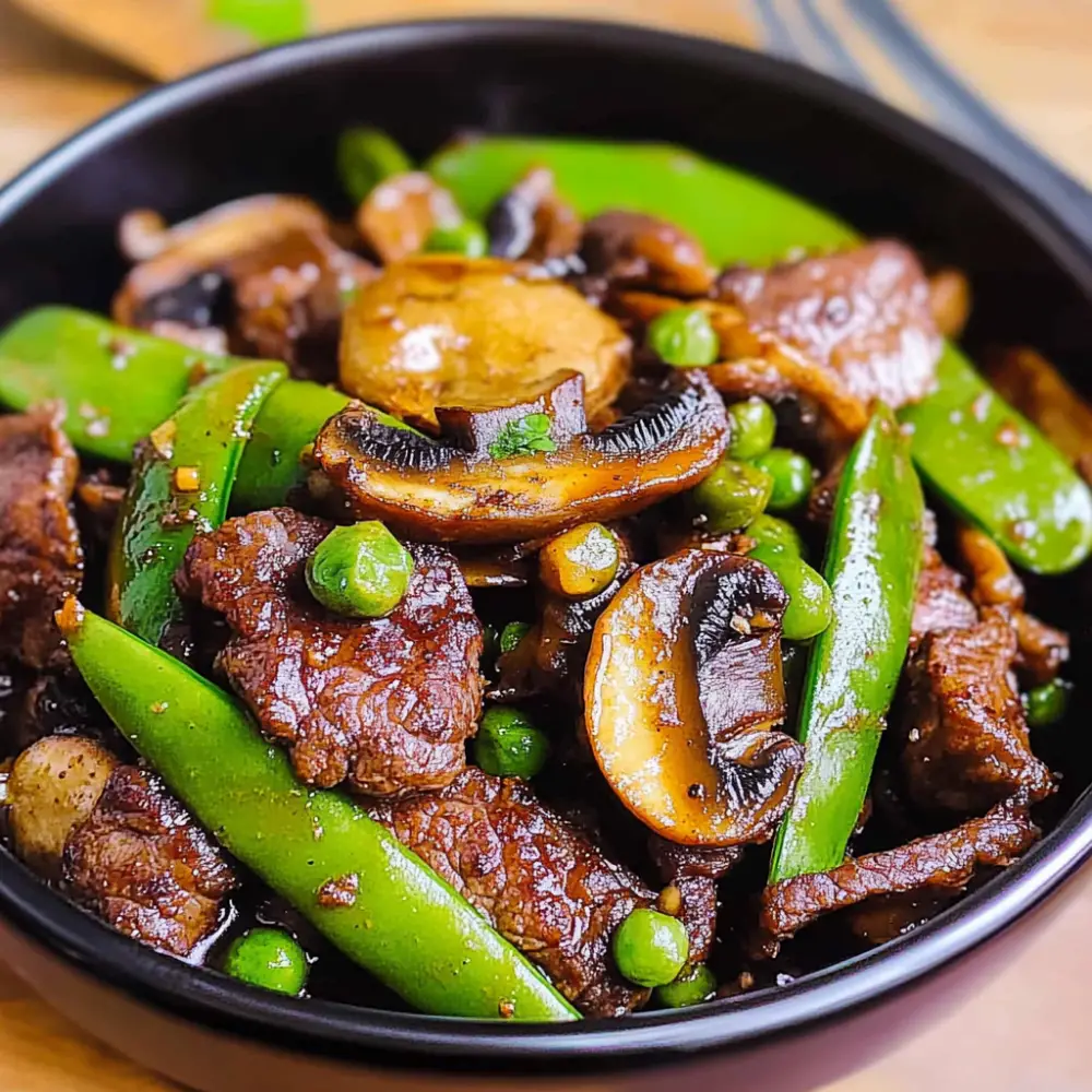 Asian Beef with Mushrooms & Snow Peas