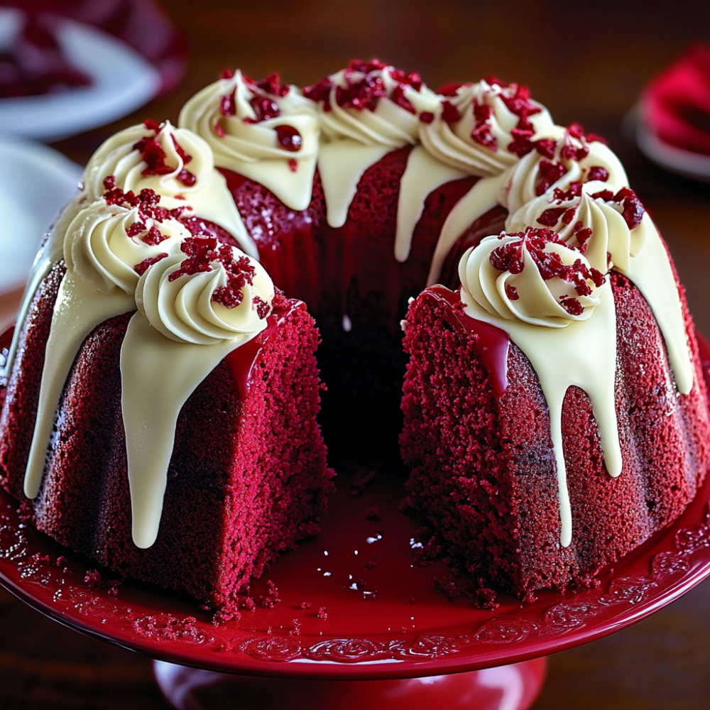 Layered Red Velvet Cheesecake Bundt Cake