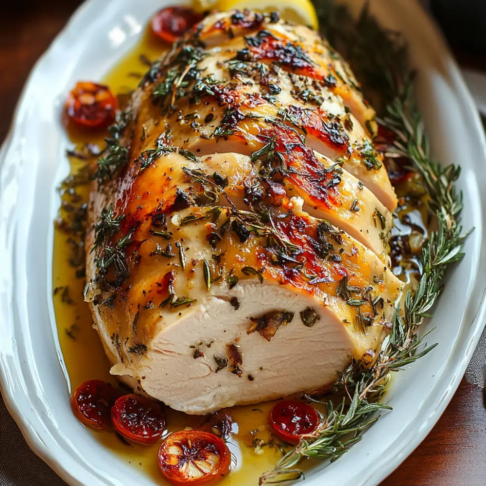 Roasted Turkey Breast with Garlic Herb Butter