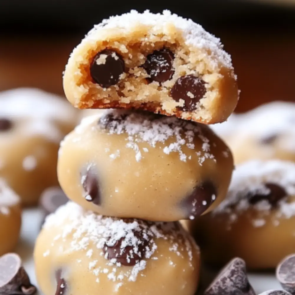 Holiday Peanut Butter Chocolate Chip Snowballs