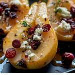 Honey Baked Pears with Feta, Cranberries, and Thyme