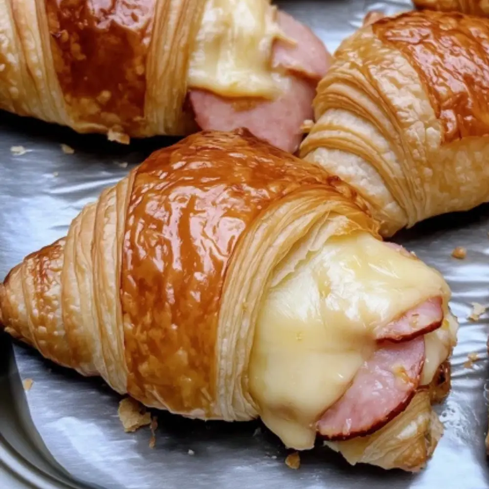 Warm and Cheesy Ham Croissants