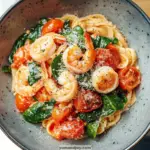 Tomato Spinach Shrimp Pasta