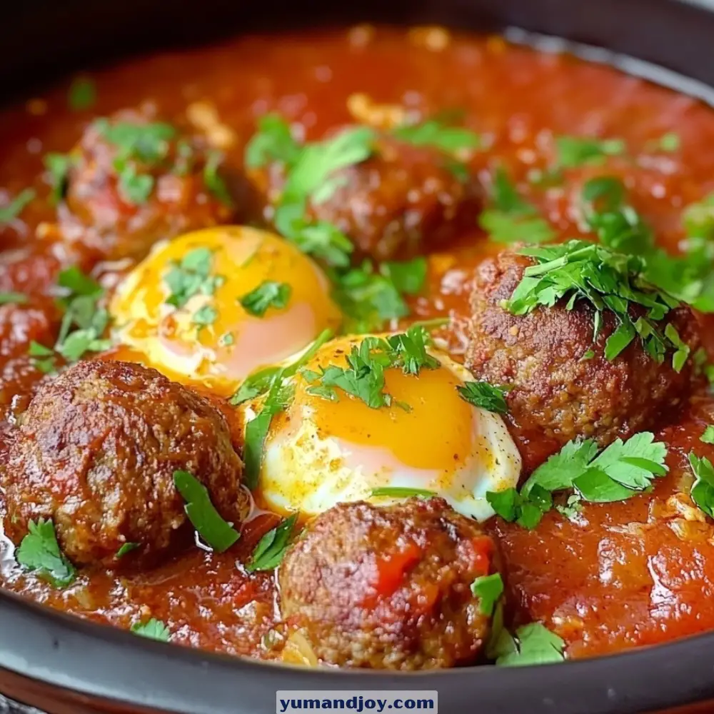 Moroccan Kefta Tagine with Eggs