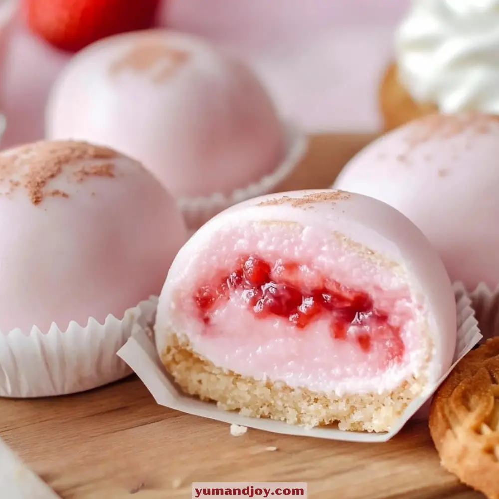 Creamy Strawberry Cheesecake Mochi