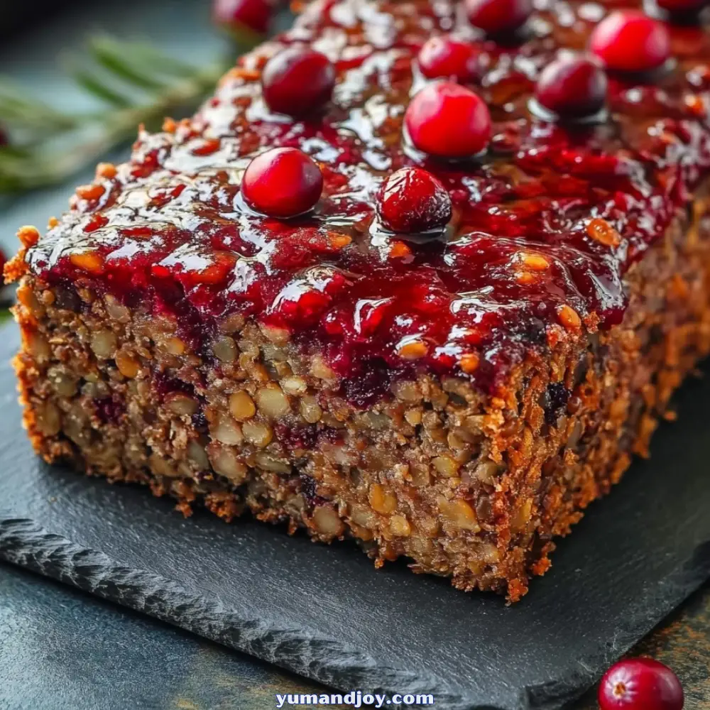 Cranberry Glazed Lentil Loaf