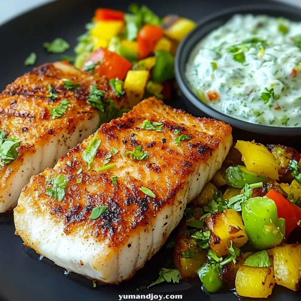 Grilled Basa Fish with Tzatziki & Sautéed Veggies