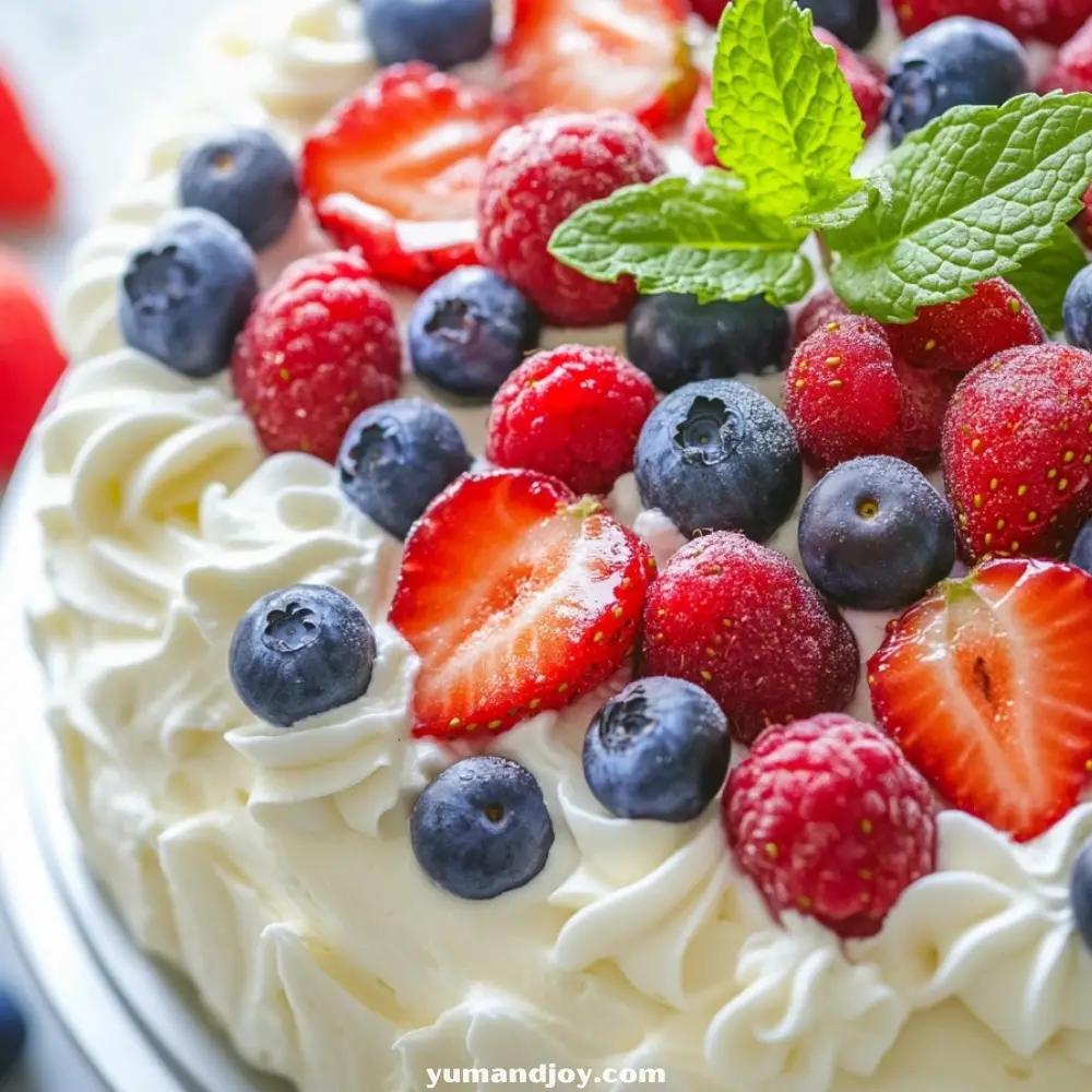 Spring Cake with Fresh Berries and Cream