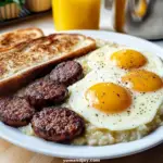 Andouille Sausage with Eggs & Cheese Grits