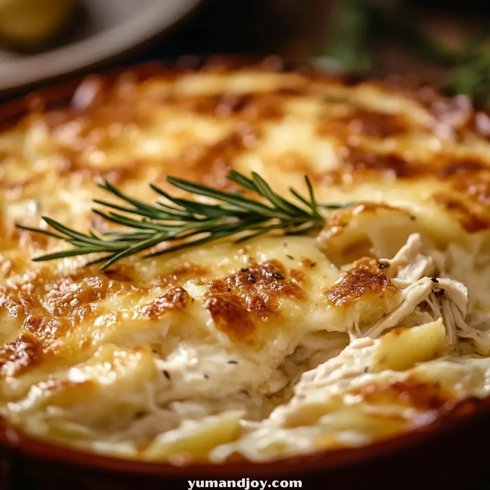 Rosemary & Shredded Chicken Potatoes au Gratin