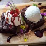 Puto Brownies with Whipped Cream and Ice Cream