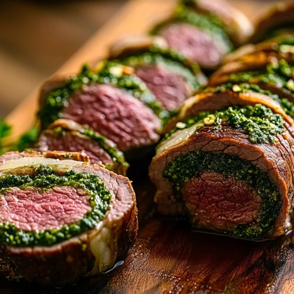 Beef Roulades with Walnut Parsley Pesto