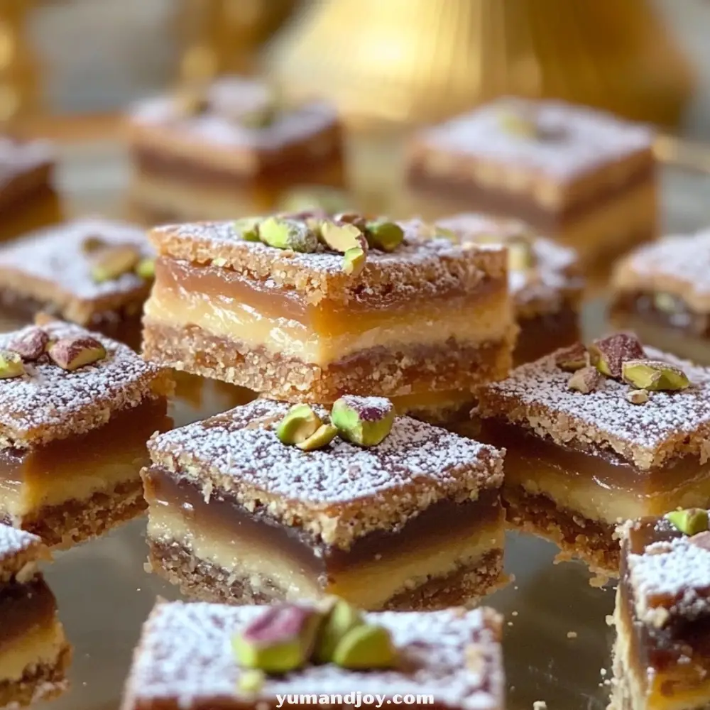 Layered Date Squares with Nuts & Caramel